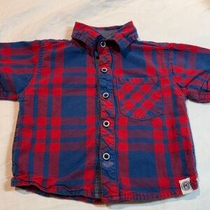 Perry Ellis - Red and Blue Plaid Button-Up Shirt